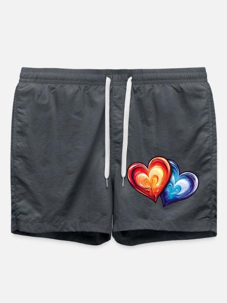Bunte Herzen - Badeshorts - Anthrazit
