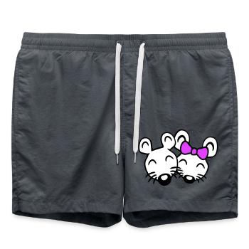 2 Mice Couple Two In Love Valentine's Day Wife Man - Swim Trunks - anthracite - Front - AI Model Male 185 light (185cm)
