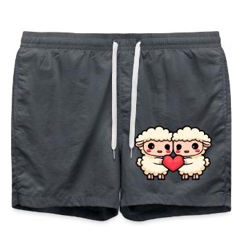 Sheep Couple Valentine's Day - Swim Trunks - anthracite - Front - AI Model Male 185 light (185cm)