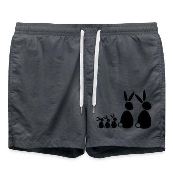 5 lapins, famille, enfants, parents, trois frères et sœurs, doux - Short de bain - charbon - Devant - AI Model Male 185 light (185cm)
