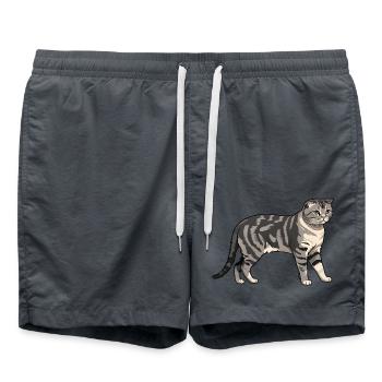 Scottisch Fold - Cat Pet Design - Badeshorts - Anthrazit - Vorne - AI Model Male 185 light (185cm)
