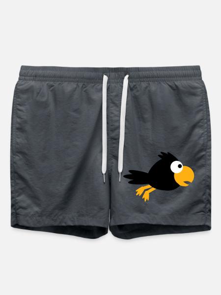 Rabe Vogel fliegt schnel cool lustig Cartoon Humor - Badeshorts - Anthrazit