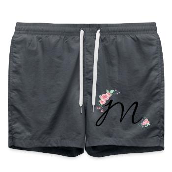 Lettre m fleurs - Short de bain - charbon - Devant - AI Model Male 185 light (185cm)