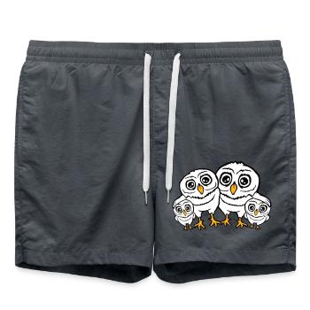 4 Owls Dad Mom Child Baby Family Mother Father - Swim Trunks - anthracite - Front - AI Model Male 185 light (185cm)