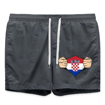 Croatia flag design used - Swim Trunks - anthracite - Front - AI Model Male 185 light (185cm)