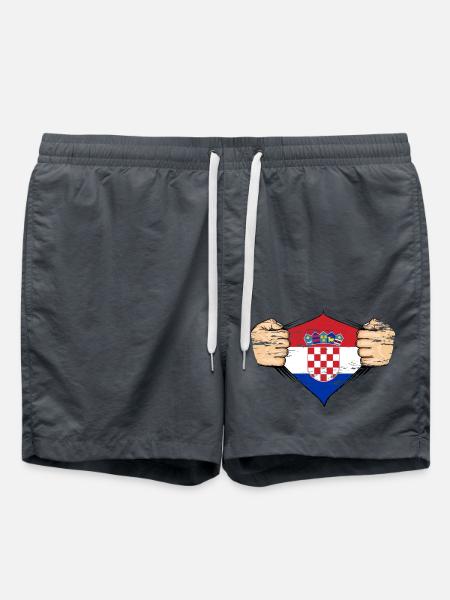 Drapeau de la Croatie utilisé - Short de bain - charbon