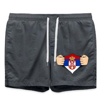 Conception du drapeau de la Serbie - Short de bain - charbon - Devant - AI Model Male 185 light (185cm)