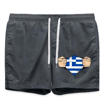 Greece flag design used - Swim Trunks - anthracite - Front - AI Model Male 185 light (185cm)