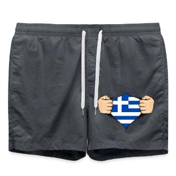 Greece Flag Design - Swim Trunks - anthracite - Front - AI Model Male 185 light (185cm)