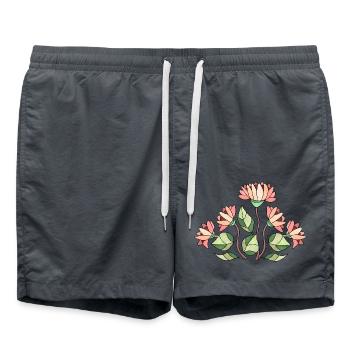 Blumen - Badeshorts - Anthrazit - Vorne - AI Model Male 185 light (185cm)