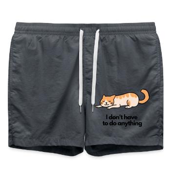Lazy Cat I don't have to do anything - Swim Trunks - anthracite - Front - AI Model Male 185 light (185cm)