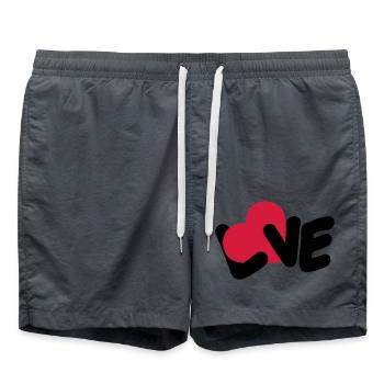 Texte d’amour Logo de la Saint-Valentin Déclaration d’amour du cœur - Short de bain - charbon - Devant - AI Model Male 185 light (185cm)