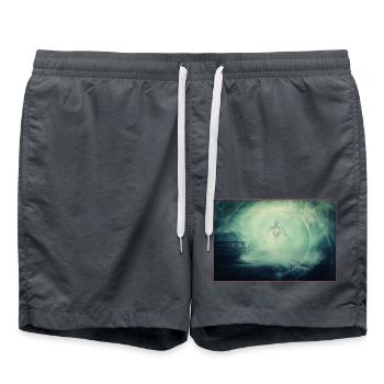 Human robot walks in the haze of the city - Swim Trunks - anthracite - Front - AI Model Male 185 light (185cm)