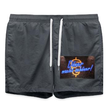 Döner macht schöner Leuchtreklame Poster - Badeshorts - Anthrazit - Vorne - AI Model Male 185 light (185cm)