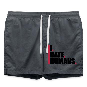 balken cool logo humans text aufkleber fuck you fu - Badeshorts - Anthrazit - Vorne - AI Model Male 185 light (185cm)