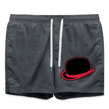 Horrorshow Orange Bowler Hat Melone Hut Clown Alex - Badeshorts - Anthrazit - Vorne - AI Model Male 185 light (185cm)