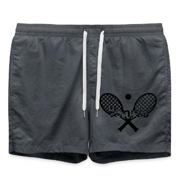 Tennis Ball und Schläger Schrift mittig - Badeshorts - Anthrazit - Vorne - AI Model Male 185 light (185cm)