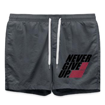 stripes design never give up logo never give up - Swim Trunks - anthracite - Front - AI Model Male 185 light (185cm)