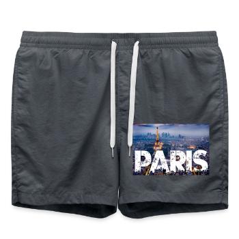 Paris Eiffel Tower - Swim Trunks - anthracite - Front - AI Model Male 185 light (185cm)