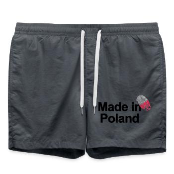 Fingerprint Made in Poland Poster - Badeshorts - Anthrazit - Vorne - AI Model Male 185 light (185cm)