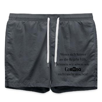 lustige Corona Sprüche - Badeshorts - Anthrazit - Vorne - AI Model Male 185 light (185cm)