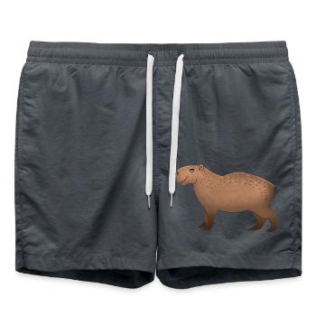 Capybara dessiné à la main debout - Short de bain - charbon - Devant - AI Model Male 185 light (185cm)