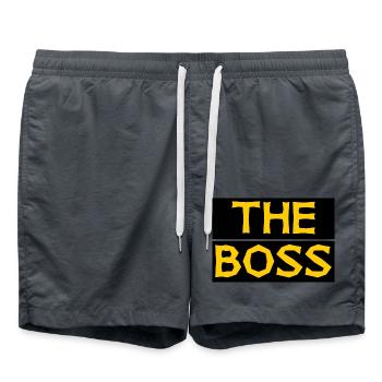 BOSS. MANAGER. CHEF. PATRON. HUMOUR. DRÔLE - Short de bain - charbon - Devant - AI Model Male 185 light (185cm)