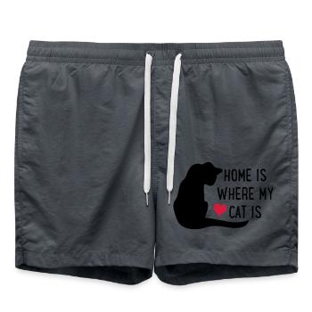 Katze - Badeshorts - Anthrazit - Vorne - AI Model Male 185 light (185cm)