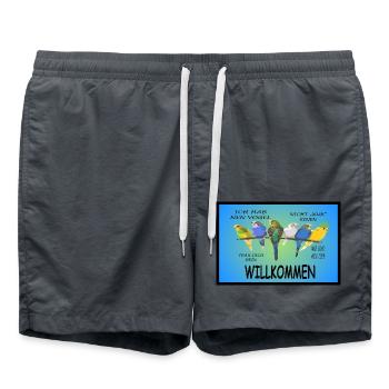 Poster Wellis Wellensittiche Vogel haben Spruch - Badeshorts - Anthrazit - Vorne - AI Model Male 185 light (185cm)