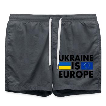 Ukraine is europe - Short de bain - charbon - Devant - AI Model Male 185 light (185cm)