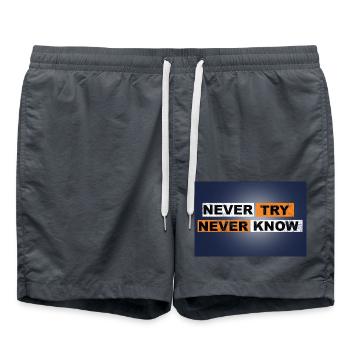 Never Try never know Motivation Quote Wall - Swim Trunks - anthracite - Front - AI Model Male 185 light (185cm)