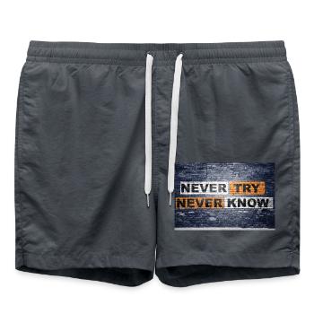 Never Try never know Brick Wall Motivation - Swim Trunks - anthracite - Front - AI Model Male 185 light (185cm)