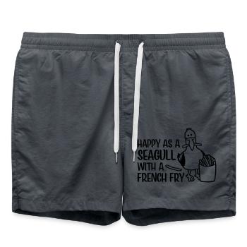 French Fry Happy Seagull - Badeshorts - Anthrazit - Vorne - AI Model Male 185 light (185cm)