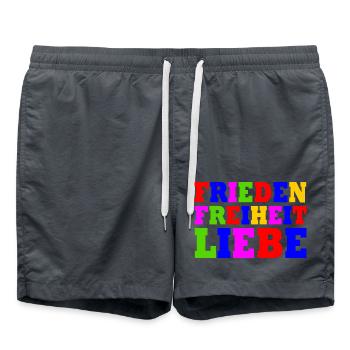 Frieden freiheit liebe - Badeshorts - Anthrazit - Vorne - AI Model Male 185 light (185cm)
