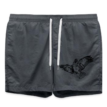 Parrot Vintage Bird Flight Drawing - Swim Trunks - anthracite - Front - AI Model Male 185 light (185cm)