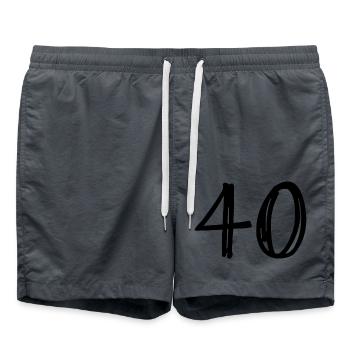 40 YEARS. 40th ANNIVERSARY. BIRTHDAY 40 YEARS. 40 - Swim Trunks - anthracite - Front - AI Model Male 185 light (185cm)