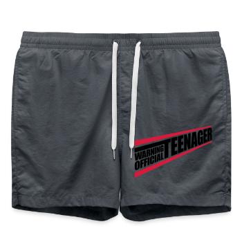 warning official teenager Zitat - Badeshorts - Anthrazit - Vorne - AI Model Male 185 light (185cm)