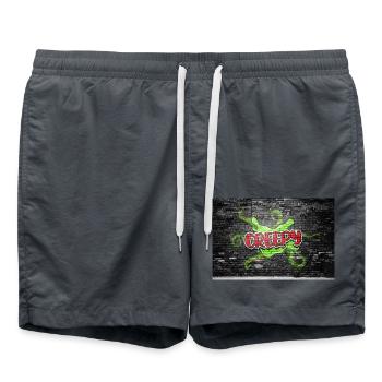 Gruseliger Halloween Comic Style Graffiti Schriftzug auf - Badeshorts - Anthrazit - Vorne - AI Model Male 185 light (185cm)