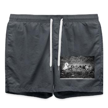 Spooky Halloween Comic Style Graffiti Lettering - Short de bain - charbon - Devant - AI Model Male 185 light (185cm)
