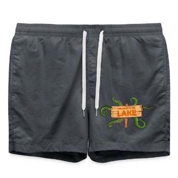 Bienvenue au lac Spooky Halloween Comic Style - Short de bain - charbon - Devant - AI Model Male 185 light (185cm)