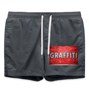 Mur de briques graffiti - Short de bain - charbon - Devant - AI Model Male 185 light (185cm)