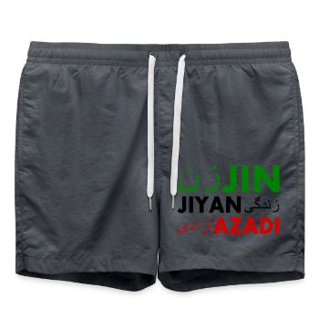 Jin jiyan azadi زن زندگی آزادی - Short de bain - charbon - Devant - AI Model Male 185 light (185cm)
