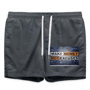 Make Money not Excuses saying lettering Graffiti - Swim Trunks - anthracite - Front - AI Model Male 185 light (185cm)