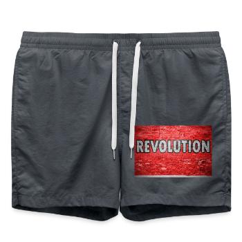 Révolution mur de briques graffiti - Short de bain - charbon - Devant - AI Model Male 185 light (185cm)
