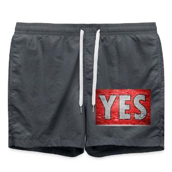 Oui Graffiti de mur de briques - Short de bain - charbon - Devant - AI Model Male 185 light (185cm)