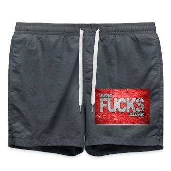 Zero Fucks Given Ziegelsteinmauer Graffiti - Badeshorts - Anthrazit - Vorne - AI Model Male 185 light (185cm)