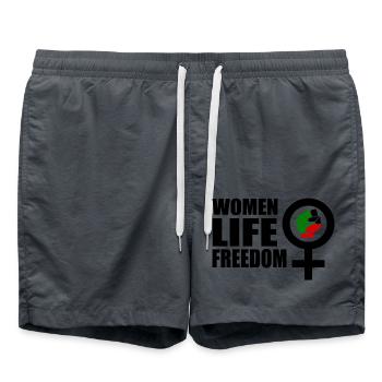 Women life freedom - Swim Trunks - anthracite - Front - AI Model Male 185 light (185cm)