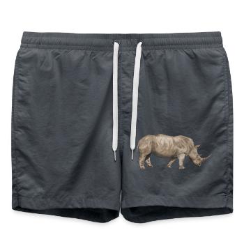 Rhinoceros from the side - Swim Trunks - anthracite - Front - AI Model Male 185 light (185cm)