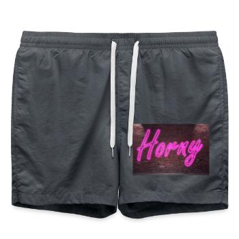 Neon sign Horny on brick wall - Swim Trunks - anthracite - Front - AI Model Male 185 light (185cm)