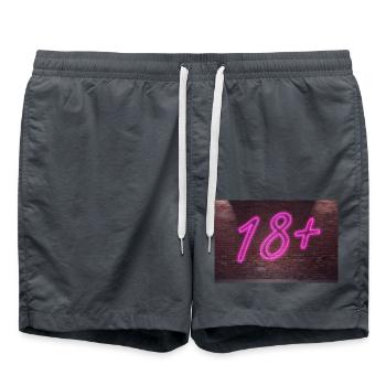 Restrictions d’âge au néon 18 + lettrage sur Brick Wall - Short de bain - charbon - Devant - AI Model Male 185 light (185cm)